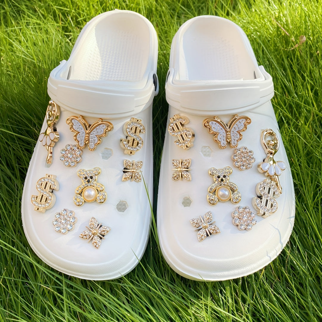 18pcs Shoe Charm Decoration Set, Plastic Bling Animal and Insect Wing Charms for Clog Sandals, Removable DIY Shoe Accessories, Perfect for Gift Giving