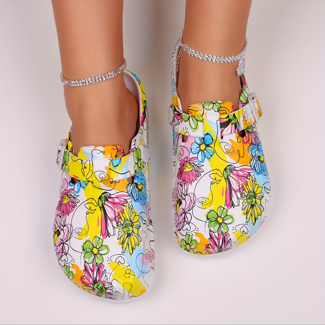 Womens Clog Shoes - Stylish Buckle Strap Flat Sandals - Comfortable Adjustable & Easy-On, Perfect For Everyday Wear