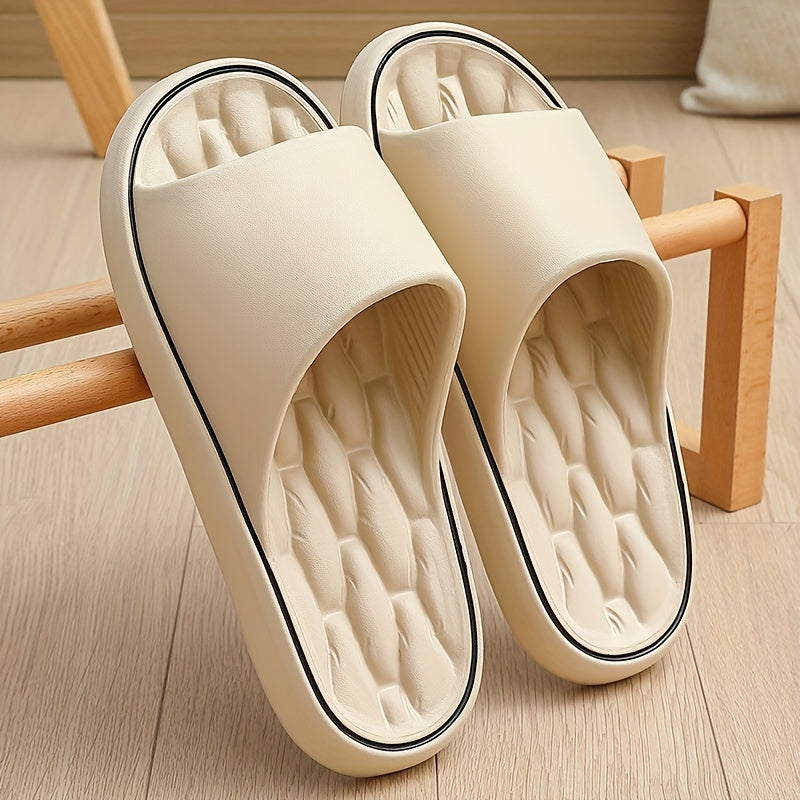 Unisex Solid Colour Open Toe Breathable Slippers, Comfy Non Slip Casual EVA Slides For Men's & Women's Indoor Activities