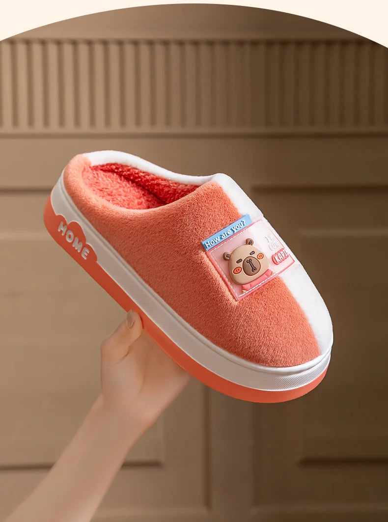 Chaussons d'Hiver à Semelle Épaisse – Design Animé & Confort Coton