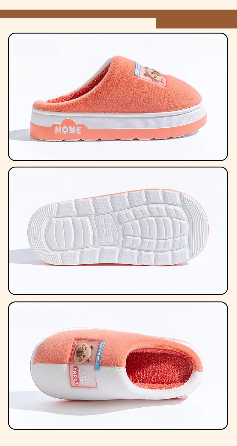 Chaussons d'Hiver à Semelle Épaisse – Design Animé & Confort Coton