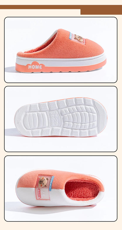 Chaussons d'Hiver à Semelle Épaisse – Design Animé & Confort Coton