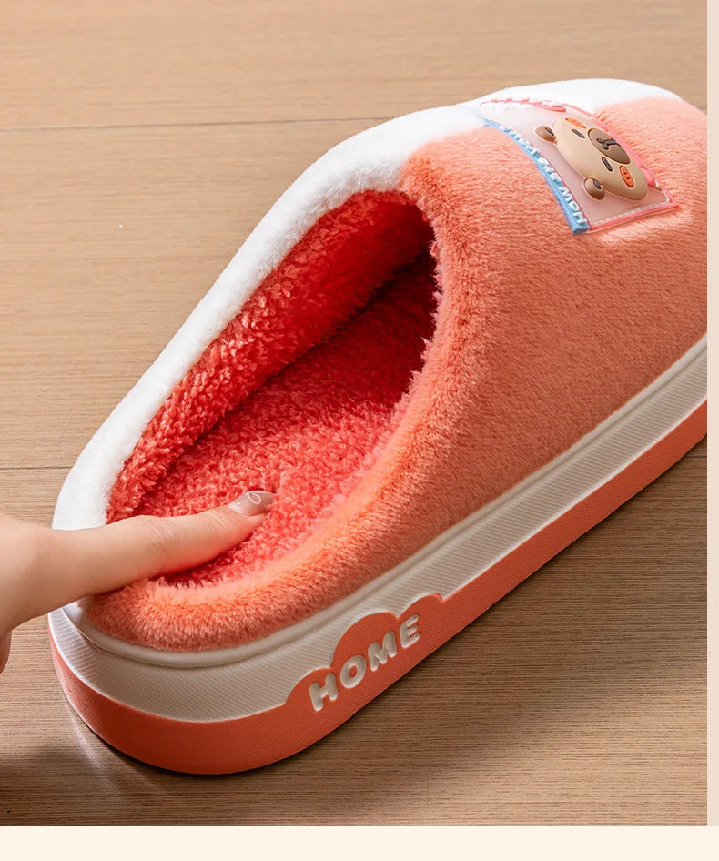Chaussons d'Hiver à Semelle Épaisse – Design Animé & Confort Coton