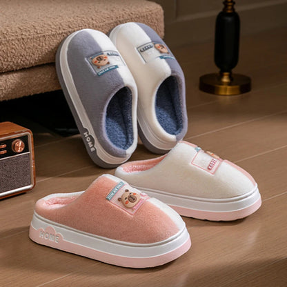 Chaussons d'Hiver à Semelle Épaisse – Design Animé & Confort Coton