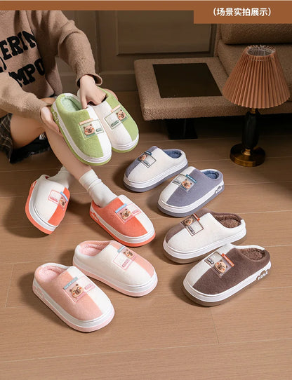 Chaussons d'Hiver à Semelle Épaisse – Design Animé & Confort Coton