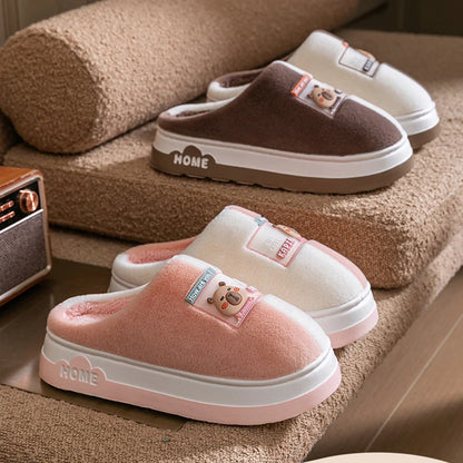 Chaussons d'Hiver à Semelle Épaisse – Design Animé & Confort Coton