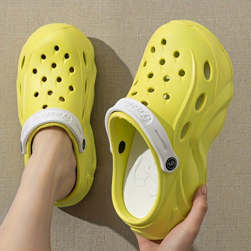 Women's Breathable Summer Clogs - Casual Solid Color, Slip-On Garden Shoes with Closed Toe Design, EVA Material