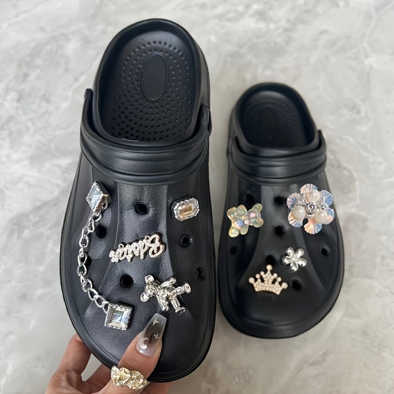 Breathable EVA Clogs for Couples - Casual Cartoon Design, All-Season Beach & Garden Sandals with Flat Sole