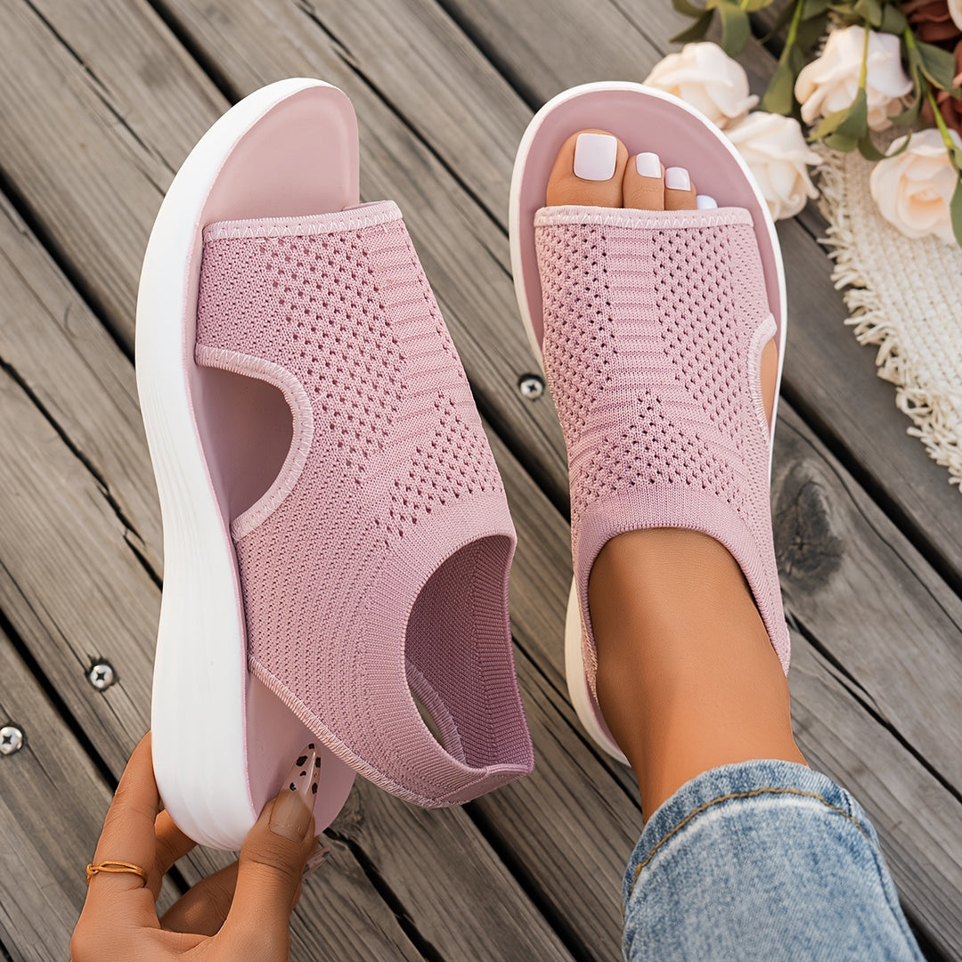 Gentle Care| Women's Comfortable Lightweight Arch Support Sandals, Solid Color Fabric Upper with Cushioned Insole and Faux Sole, Breathable Plant Fascia Relief for Spring/Summer