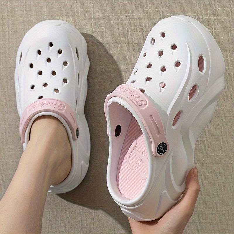 Women's Breathable Summer Clogs - Casual Solid Color, Slip-On Garden Shoes with Closed Toe Design, EVA Material