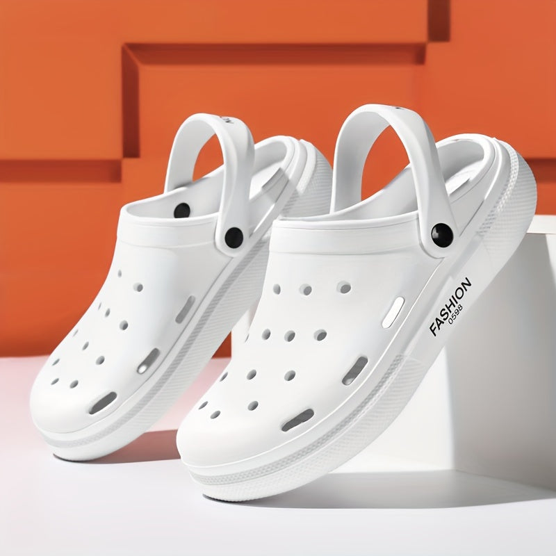 Fashion Crocs - Breathable & Comfortable EVA Sandals, Soft Sole Casual Beach Shoes for Men & Women, All-Season Wear, Round Toe Design, White