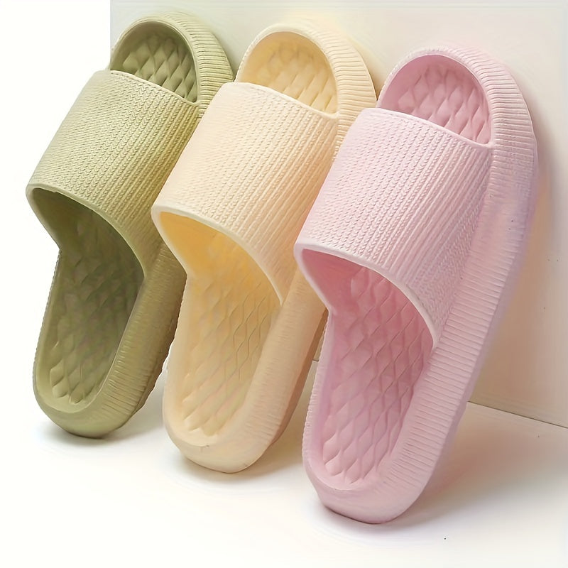 Solid Color EVA Pillow Slides, Lightweight Soft Sole Home Shower Slides, Comfort Beach Slides