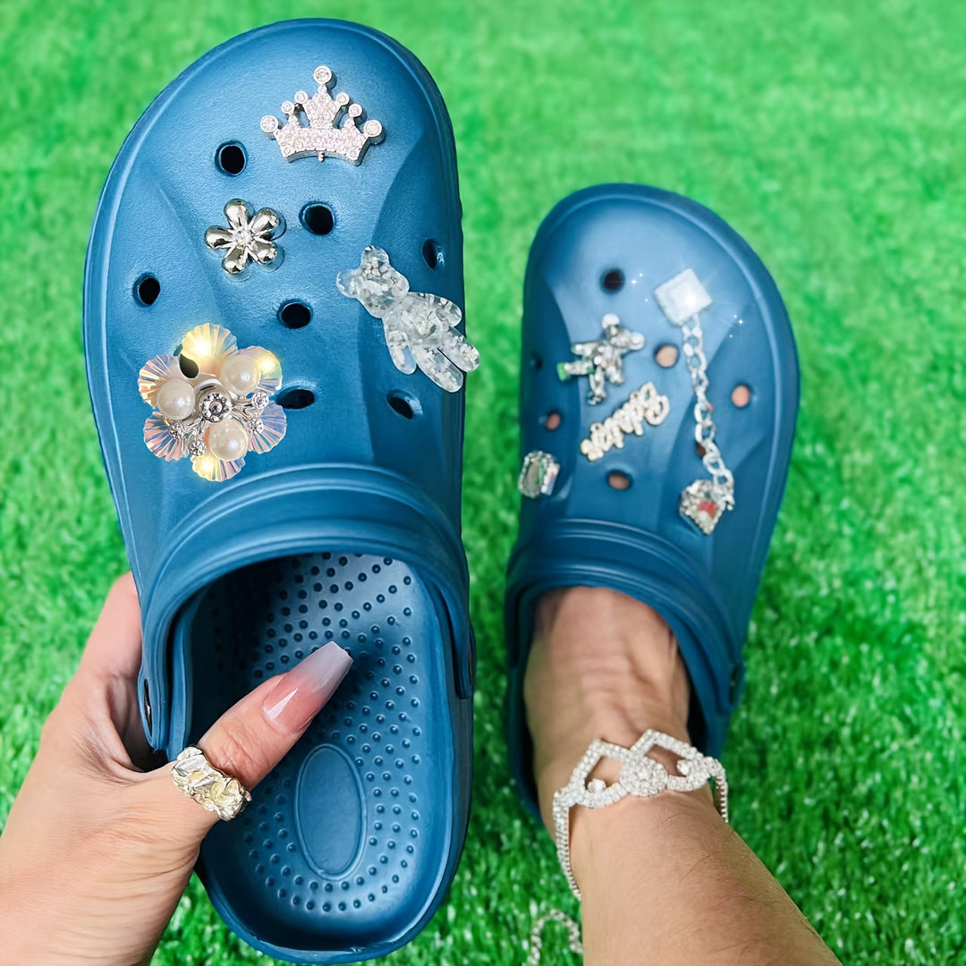 Women'S EVA Beach Shoes, Breathable Thick Sole Round Toe Mary-jane Sandals, Solid Color, No Printing, EVA Upper, Inner, Sole, Insole Material
