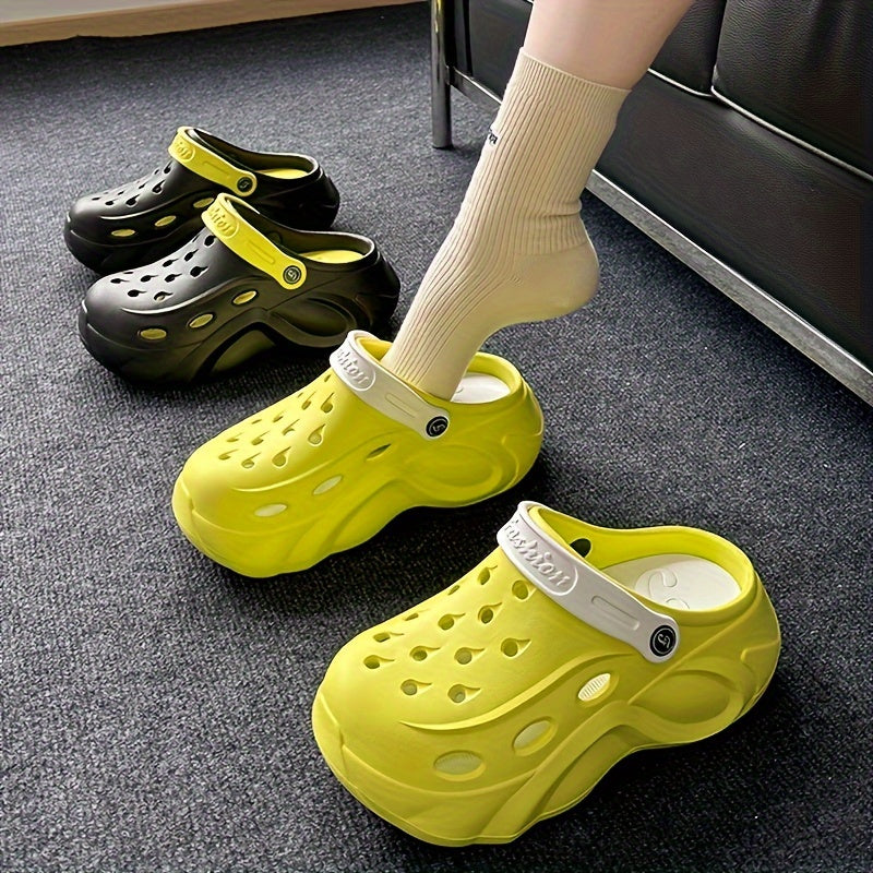 Women's Breathable Summer Clogs - Casual Solid Color, Slip-On Garden Shoes with Closed Toe Design, EVA Material