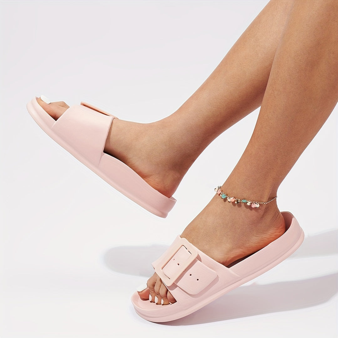 Women's Adjustable Buckle Outdoor Slippers, Casual & Comfortable Indoor Slippers, Women's Beach Slides