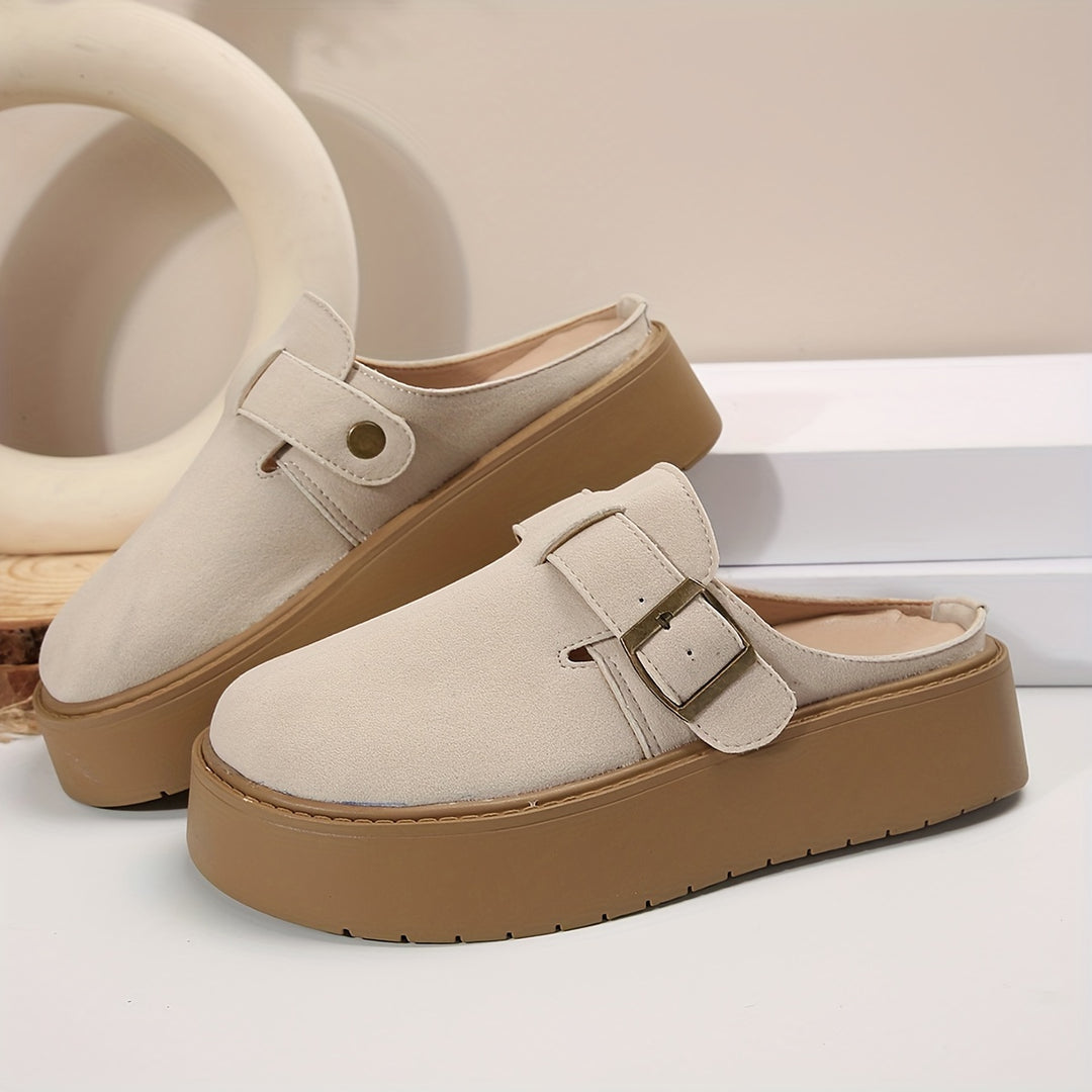 Retro Thick-Soled Half-Slippers for Women in Autumn, New Style for Heightening And Wearing Outside, Lazy Slip-On Slippers