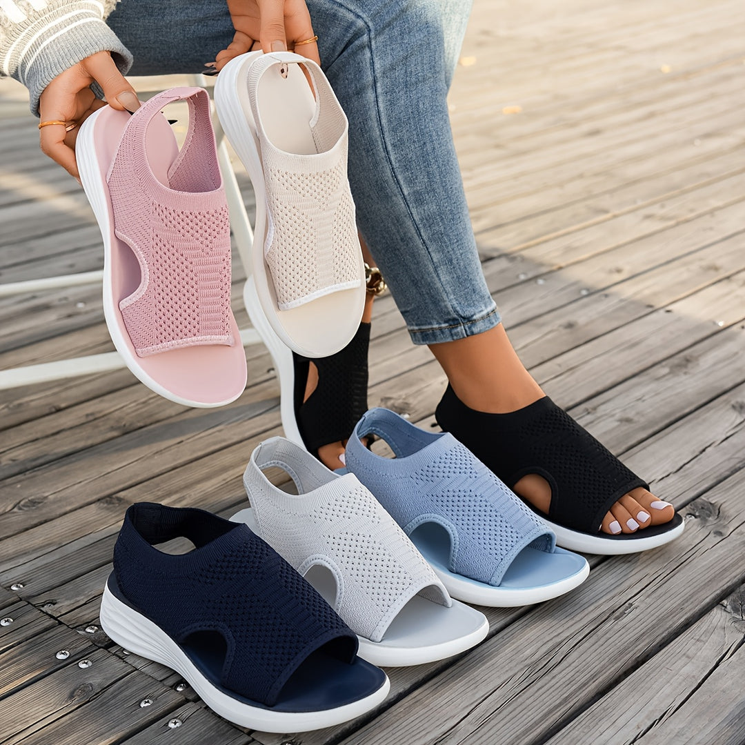 Gentle Care| Women's Comfortable Lightweight Arch Support Sandals, Solid Color Fabric Upper with Cushioned Insole and Faux Sole, Breathable Plant Fascia Relief for Spring/Summer