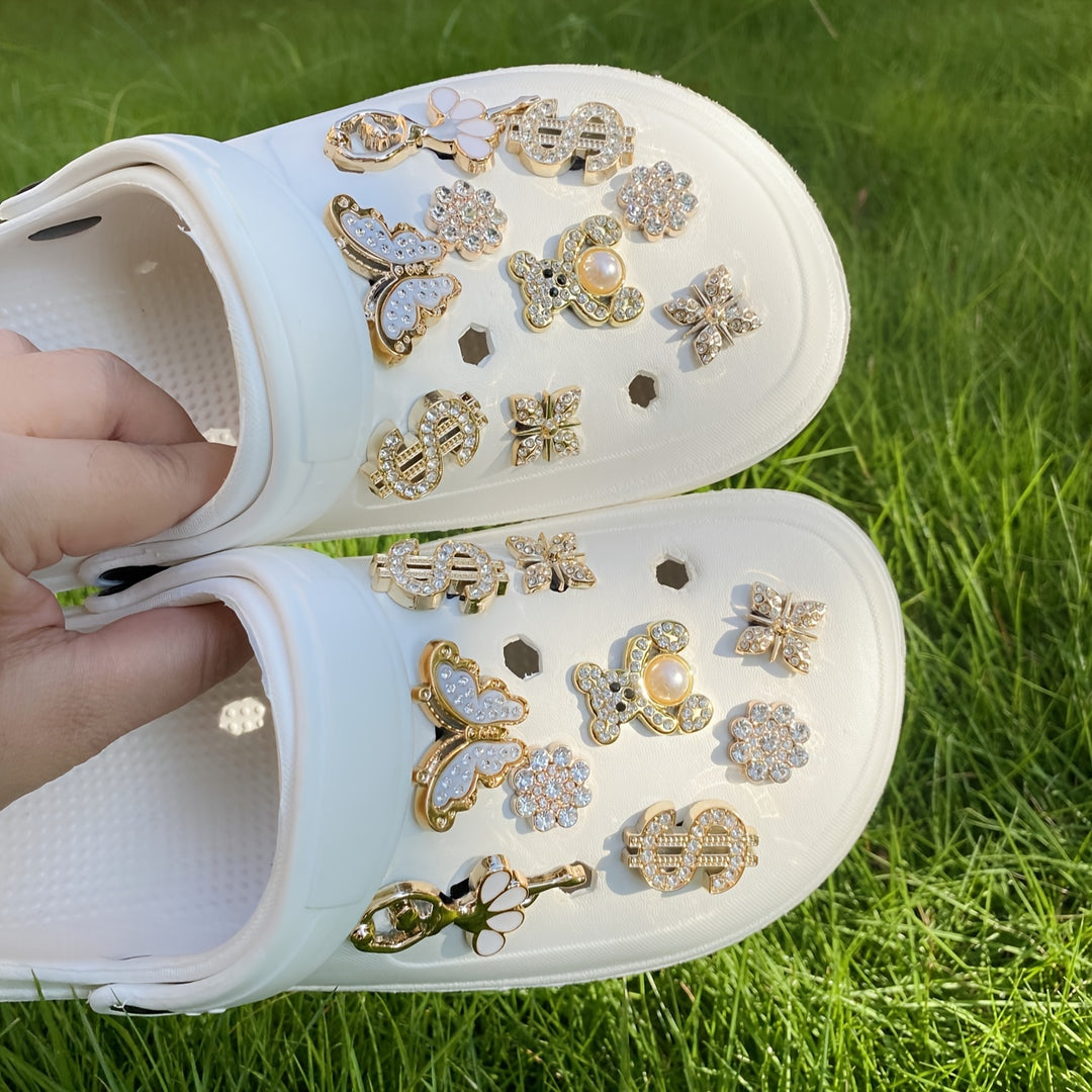 18pcs Shoe Charm Decoration Set, Plastic Bling Animal and Insect Wing Charms for Clog Sandals, Removable DIY Shoe Accessories, Perfect for Gift Giving