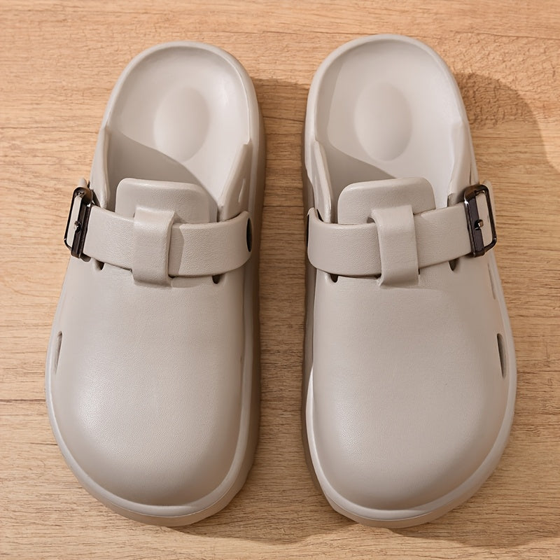 Women'S EVA Platform Sandals - Casual Round Toe Slip-On Shoes with Buckle Detail, All-Season Comfort, Thick Sole for Height Increase, Lightweight Daily Commuter Walking Shoes, Outdoor Beach Slides