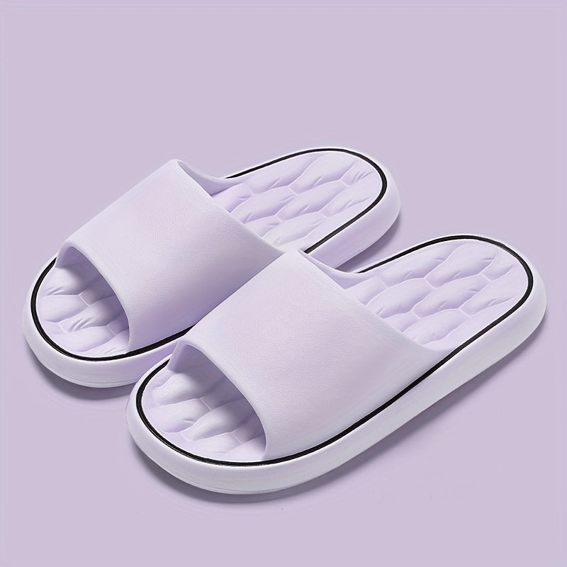 Unisex Solid Colour Open Toe Breathable Slippers, Comfy Non Slip Casual EVA Slides For Men's & Women's Indoor Activities