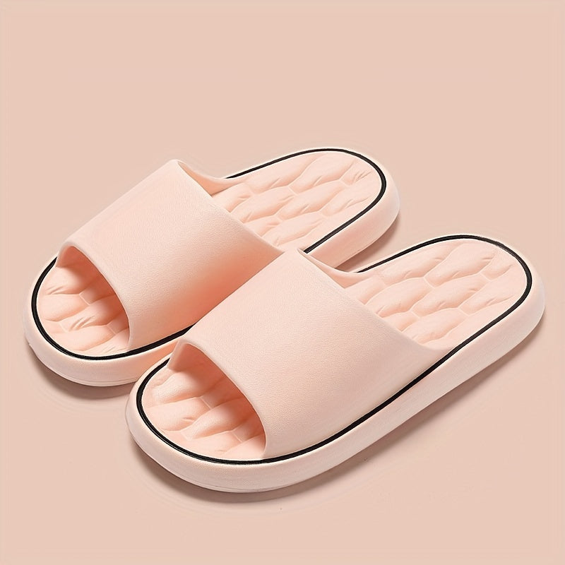 Unisex Solid Colour Open Toe Breathable Slippers, Comfy Non Slip Casual EVA Slides For Men's & Women's Indoor Activities