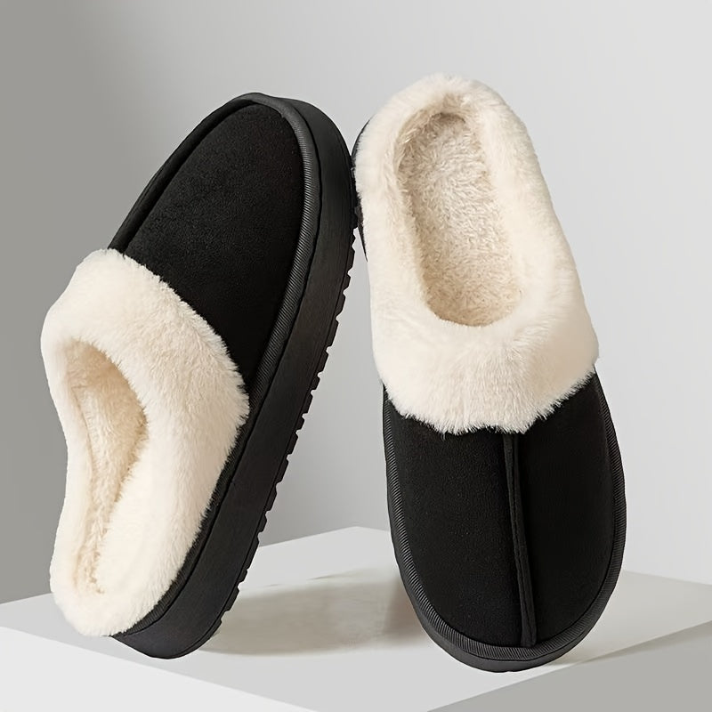 Women's Cozy Plush Fleece Lined Warm EVA Slippers, Winter Indoor Couple Slippers, Non-Slip House Shoes