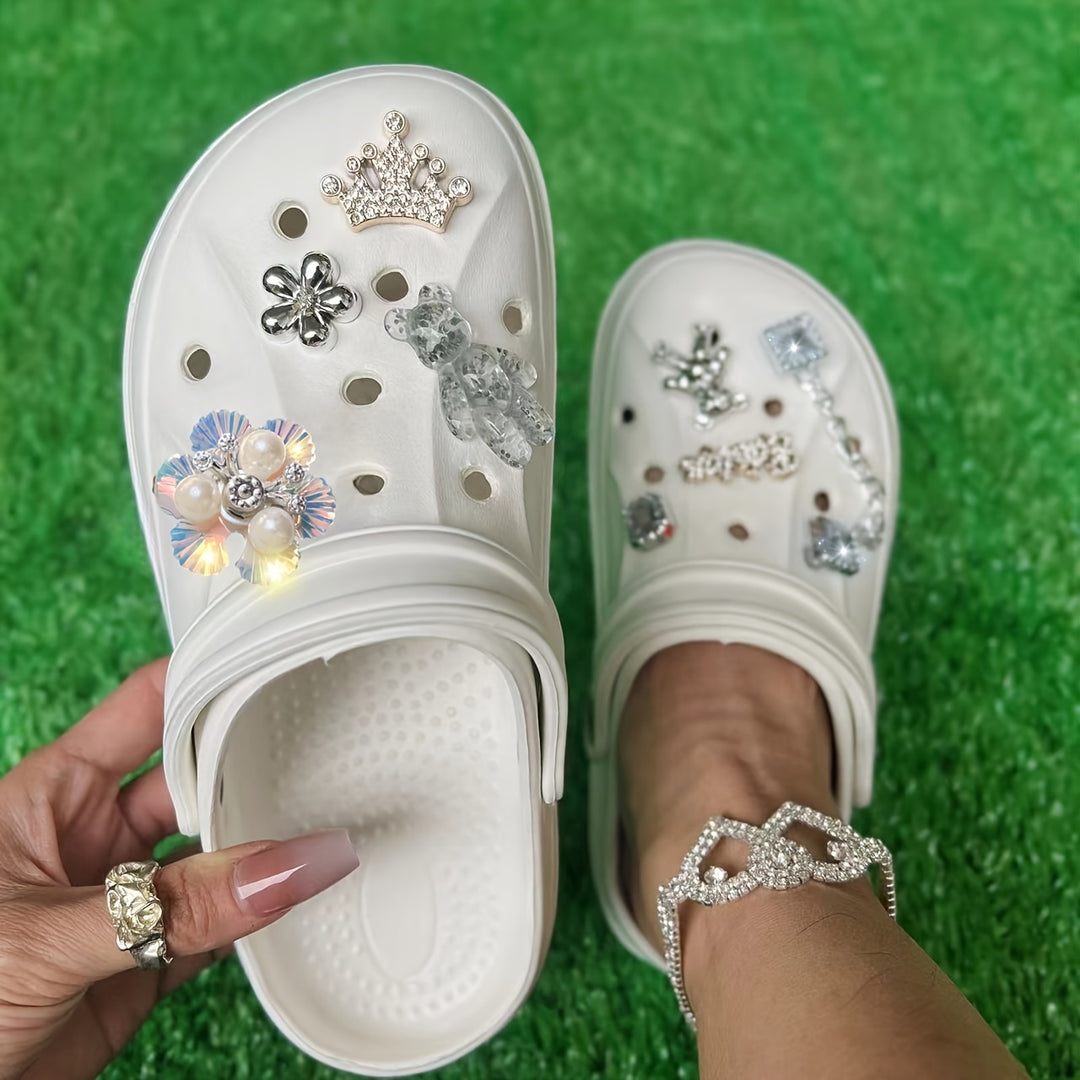Women'S EVA Beach Shoes, Breathable Thick Sole Round Toe Mary-jane Sandals, Solid Color, No Printing, EVA Upper, Inner, Sole, Insole Material