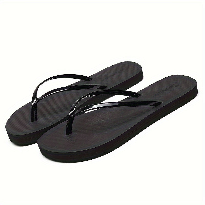 Women's Trendy Flip Flops, Casual Clip Toe Summer Shoes, Lightweight Slip On Beach Shoes