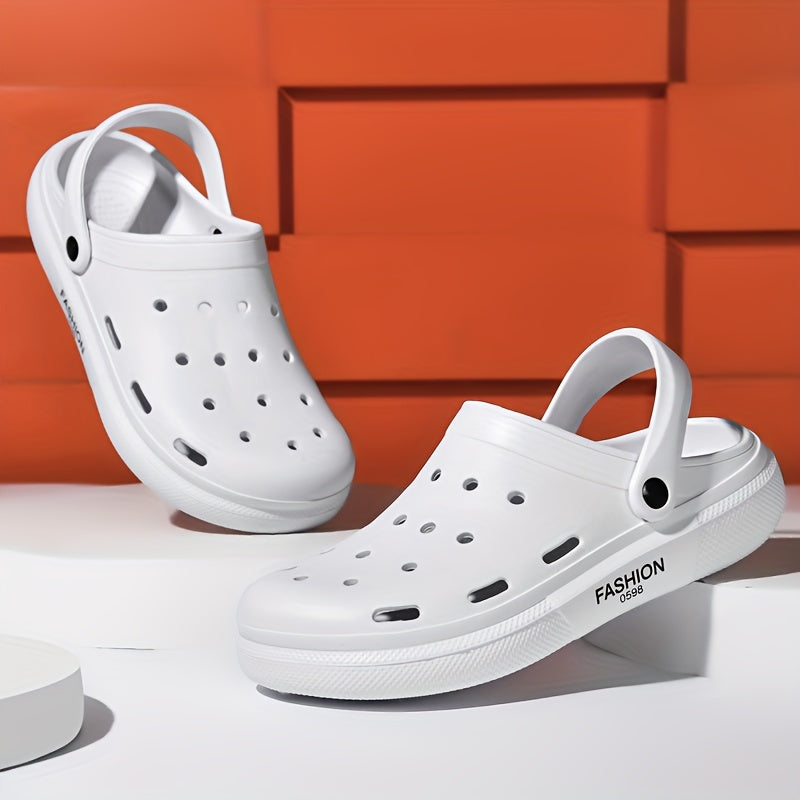 Fashion Crocs - Breathable & Comfortable EVA Sandals, Soft Sole Casual Beach Shoes for Men & Women, All-Season Wear, Round Toe Design, White