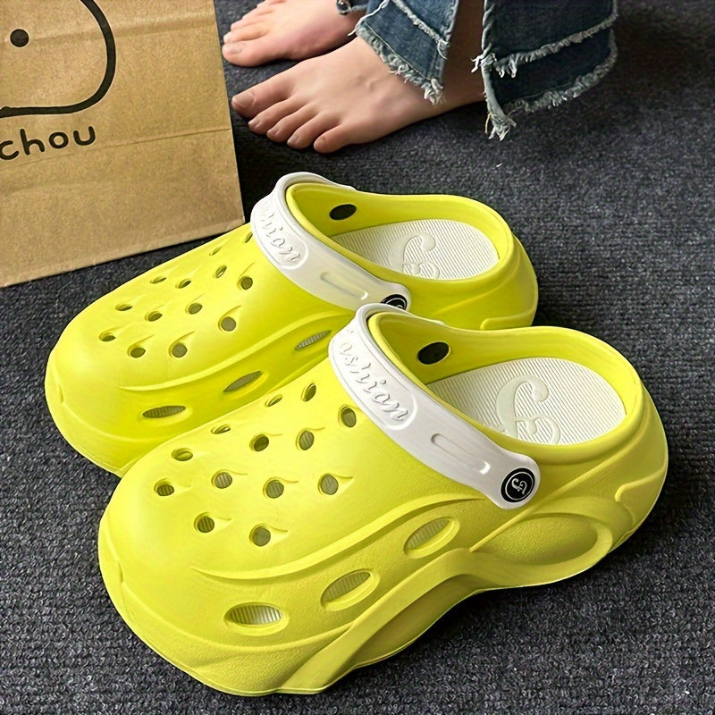 Women's Breathable Summer Clogs - Casual Solid Color, Slip-On Garden Shoes with Closed Toe Design, EVA Material