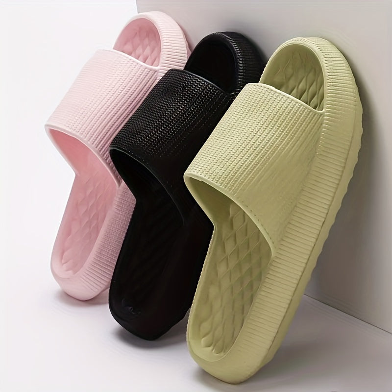 Solid Color EVA Pillow Slides, Lightweight Soft Sole Home Shower Slides, Comfort Beach Slides