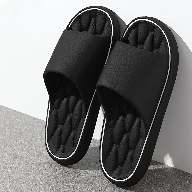 Unisex Solid Colour Open Toe Breathable Slippers, Comfy Non Slip Casual EVA Slides For Men's & Women's Indoor Activities