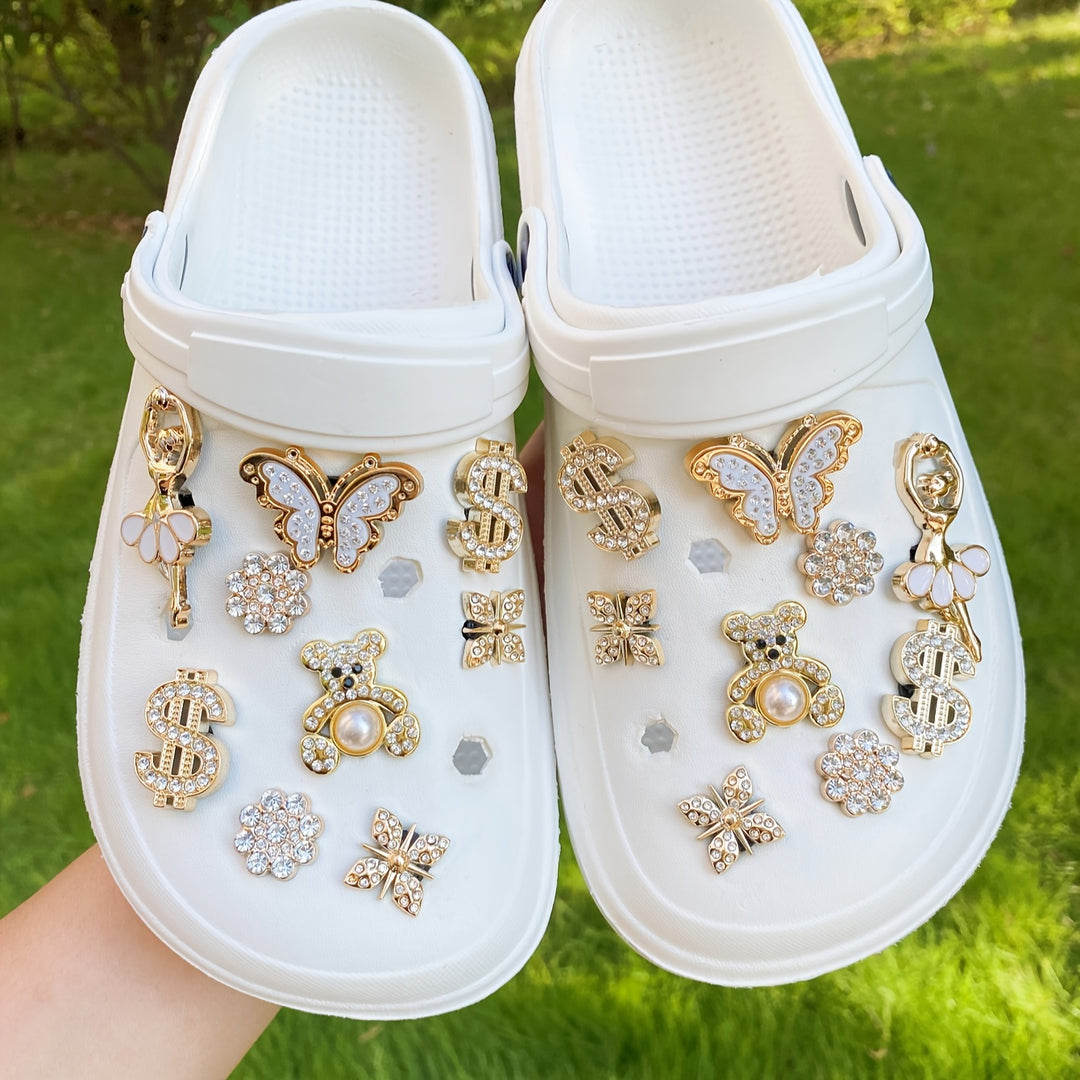 18pcs Shoe Charm Decoration Set, Plastic Bling Animal and Insect Wing Charms for Clog Sandals, Removable DIY Shoe Accessories, Perfect for Gift Giving
