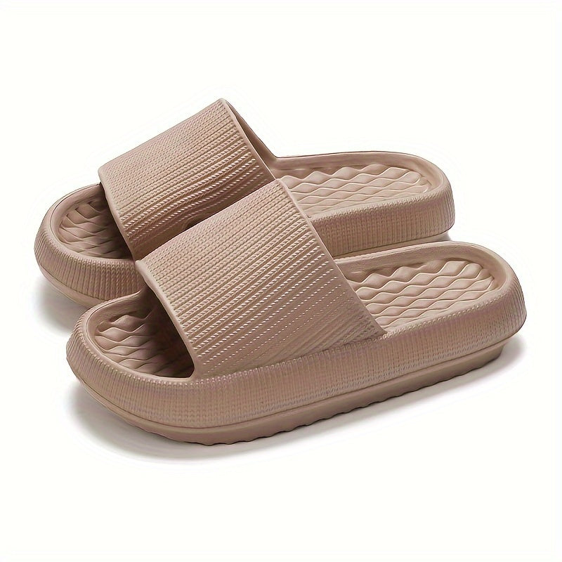 Solid Color EVA Pillow Slides, Lightweight Soft Sole Home Shower Slides, Comfort Beach Slides