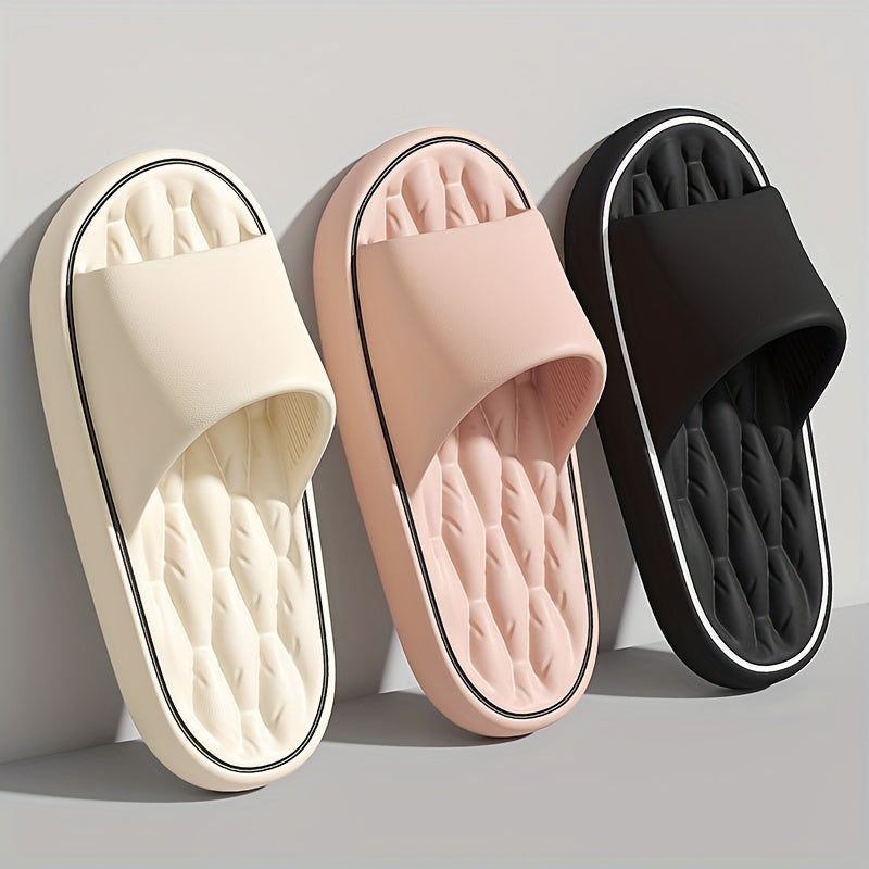 Unisex Solid Colour Open Toe Breathable Slippers, Comfy Non Slip Casual EVA Slides For Men's & Women's Indoor Activities