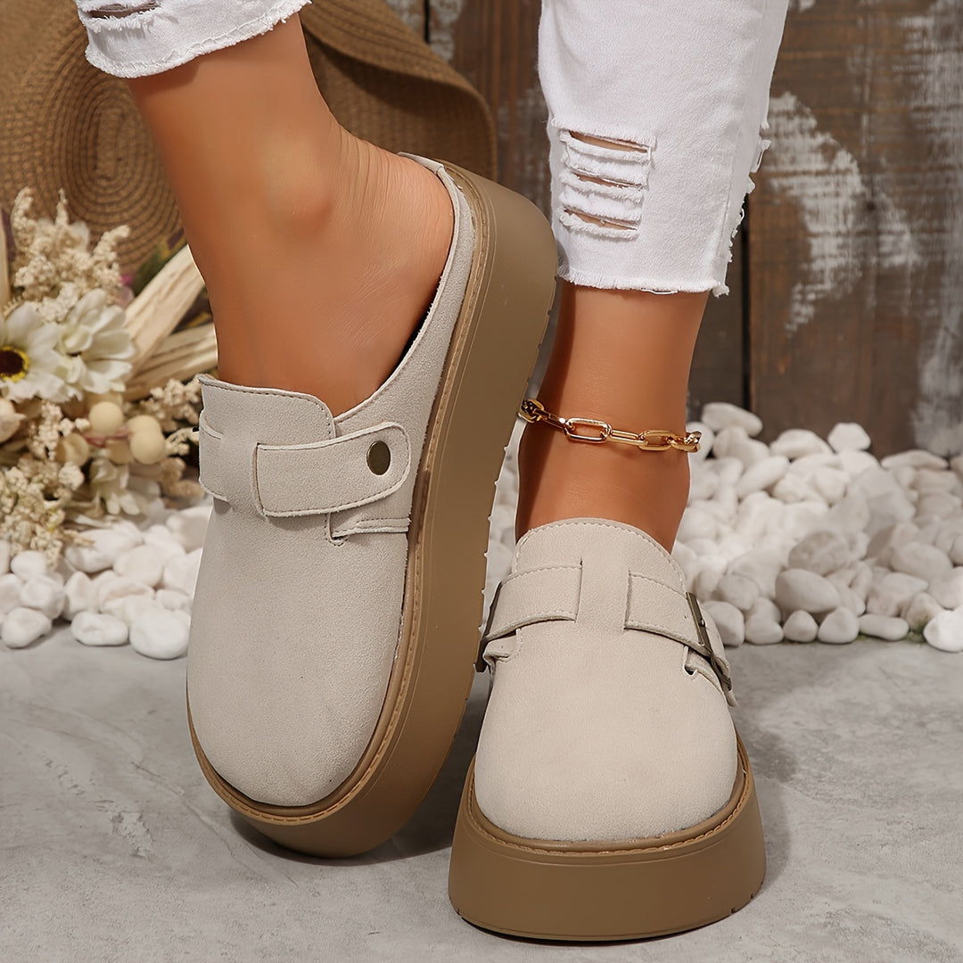 Retro Thick-Soled Half-Slippers for Women in Autumn, New Style for Heightening And Wearing Outside, Lazy Slip-On Slippers