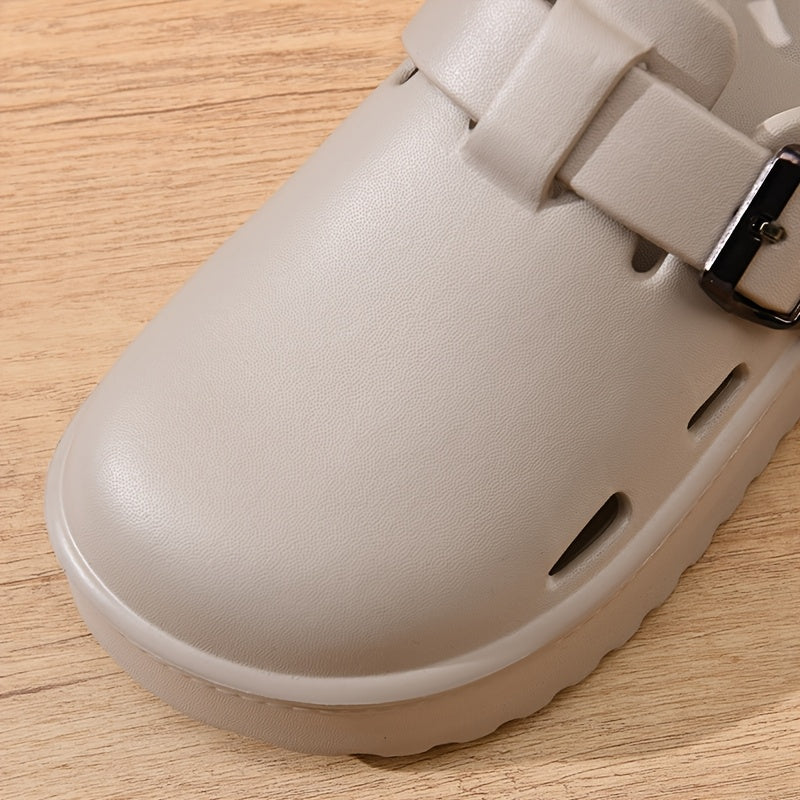 Women'S EVA Platform Sandals - Casual Round Toe Slip-On Shoes with Buckle Detail, All-Season Comfort, Thick Sole for Height Increase, Lightweight Daily Commuter Walking Shoes, Outdoor Beach Slides