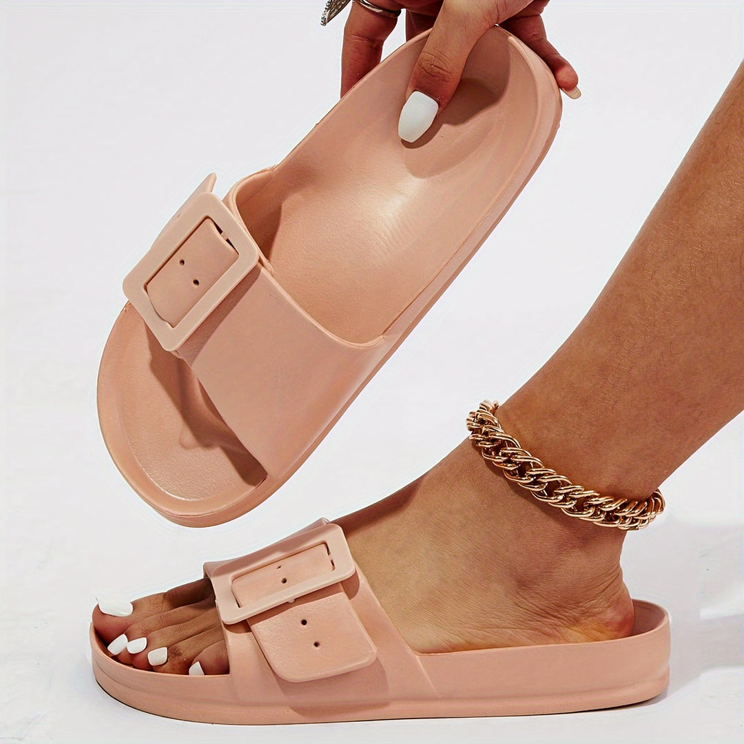 Women's Adjustable Buckle Outdoor Slippers, Casual & Comfortable Indoor Slippers, Women's Beach Slides