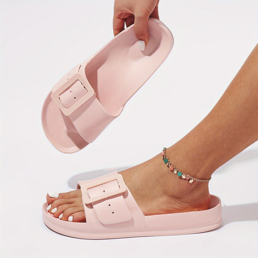 Women's Adjustable Buckle Outdoor Slippers, Casual & Comfortable Indoor Slippers, Women's Beach Slides