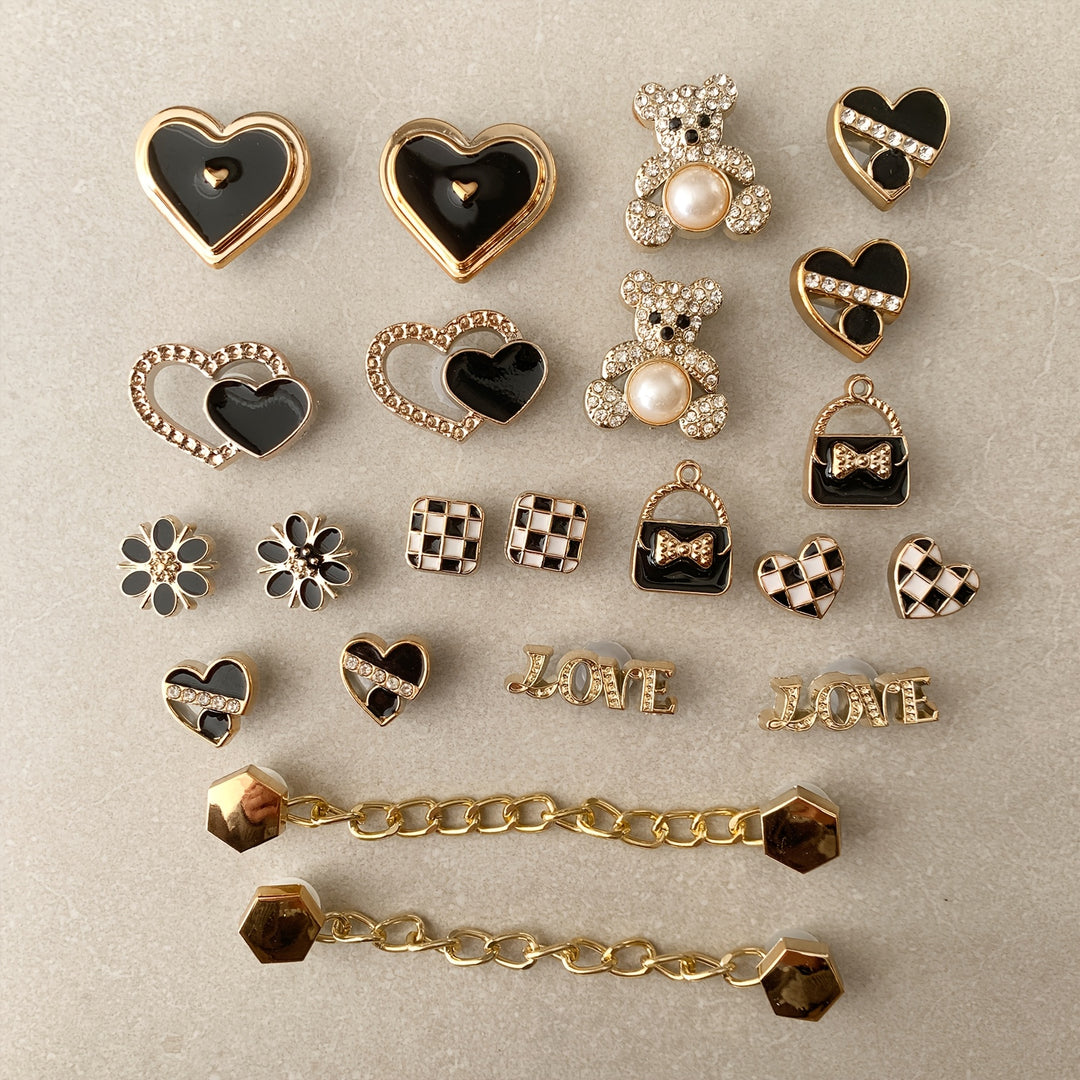 22pcs/set Decorative Shoe Charms Set, Bear Love Shoe Accessories, Detachable DlY Shoes Accessories