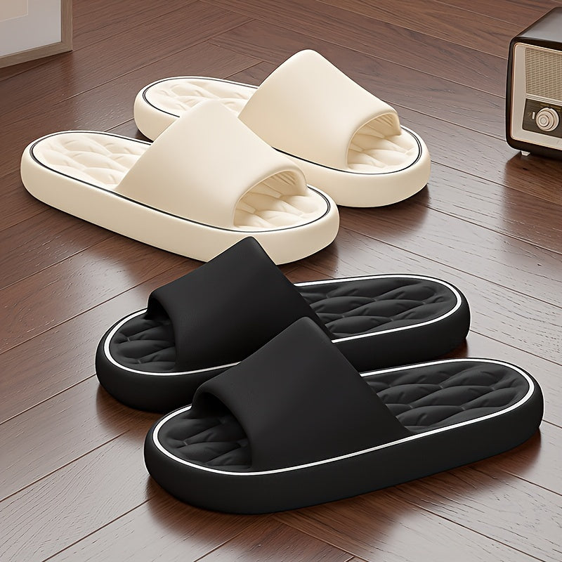 Unisex Solid Colour Open Toe Breathable Slippers, Comfy Non Slip Casual EVA Slides For Men's & Women's Indoor Activities