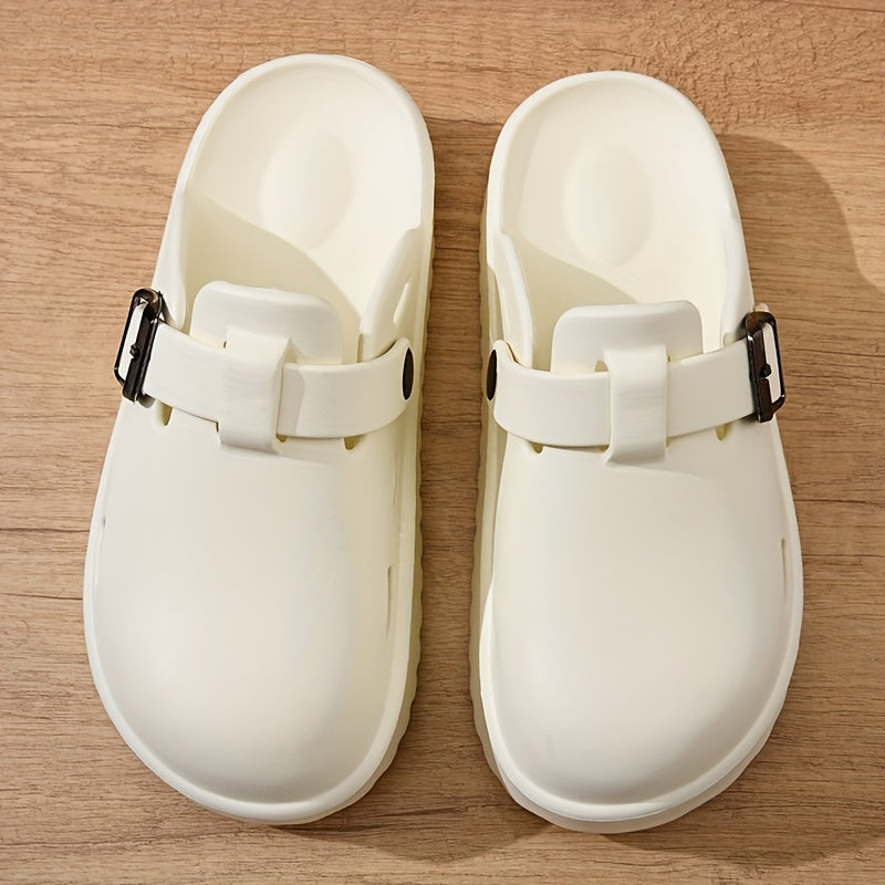 Women'S EVA Platform Sandals - Casual Round Toe Slip-On Shoes with Buckle Detail, All-Season Comfort, Thick Sole for Height Increase, Lightweight Daily Commuter Walking Shoes, Outdoor Beach Slides